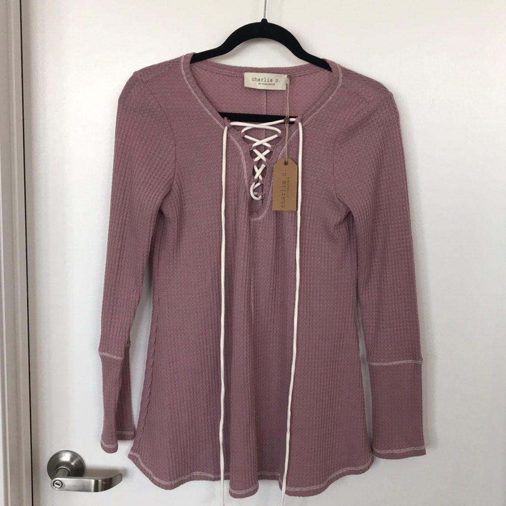 Blush waffle knit top